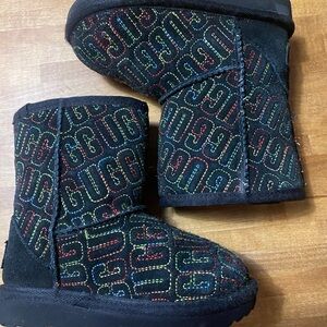 UGG Black Boots with Multicolor Stitching